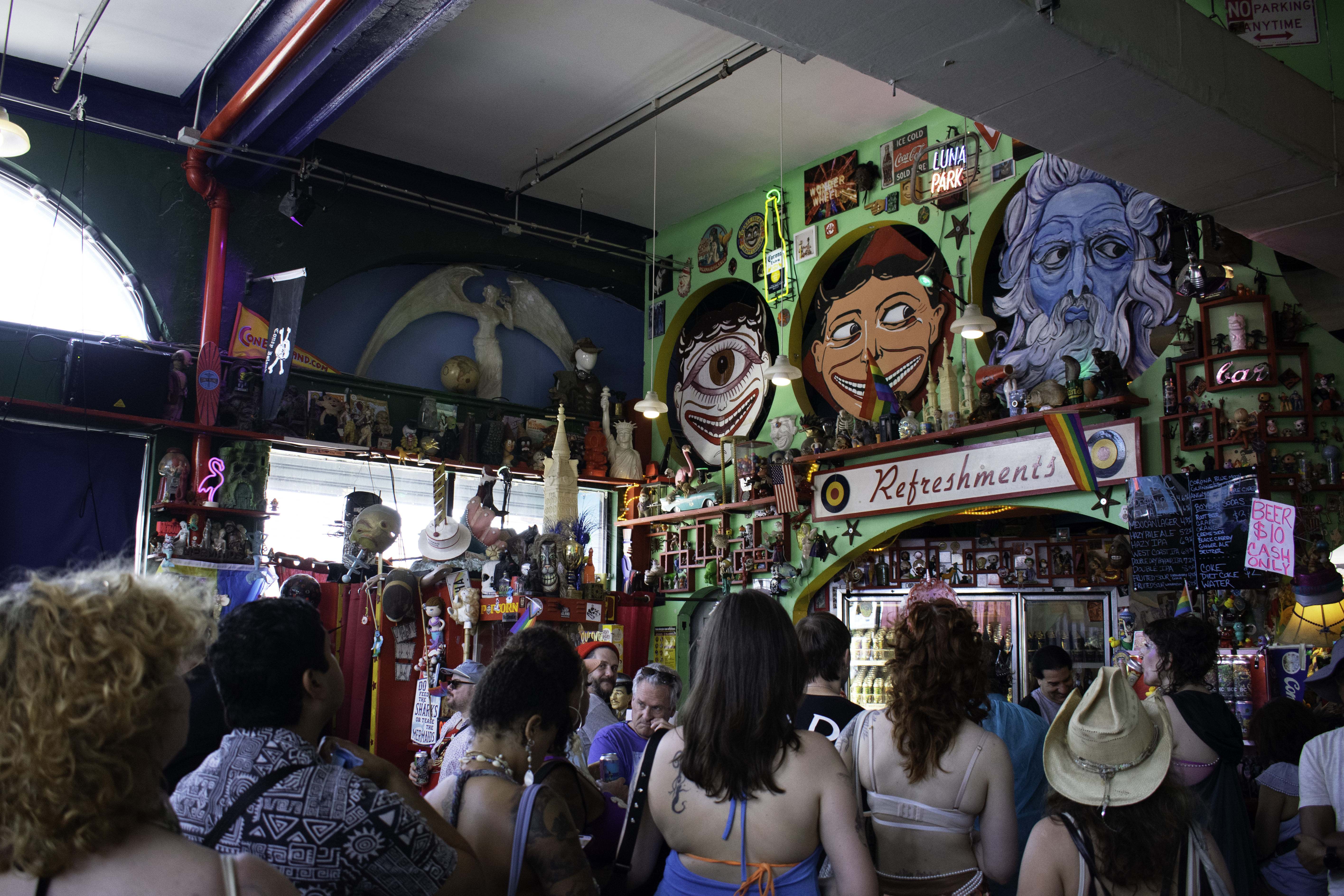 Coney Island performers gathered on the boardwalk